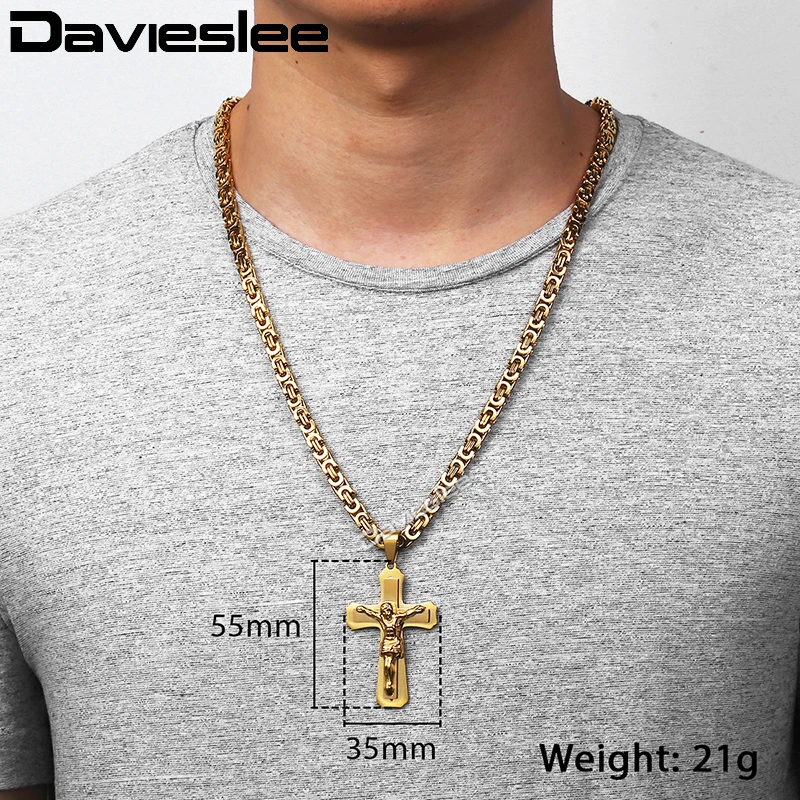 Византийская цепочка Davieslee с крестом Иисуса ювелирное изделие в христианском