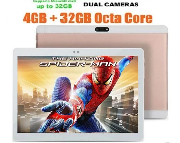 10 дюймов Android 7 0 планшет IPS две камеры 5.0MP 4 Гб RAM 64 ROM GPS 3G WCDMA 1280x800 Восьмиядерный +