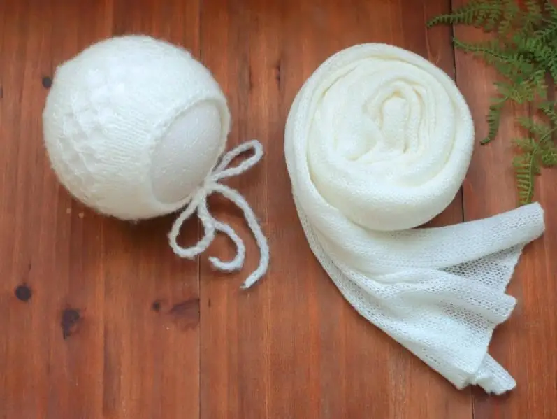 Hat and Wrap A Винтажная мохеровая обертка для новорожденных, стрейчевая трикотажная обертка s, трикотажное Пеленальное Одеяло для новорожденных, для фотосессии, тканевая ткань - Цвет: Hat and Wrap A