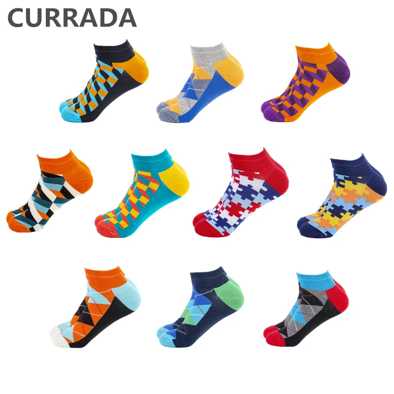 CURRADA 10 пар/лот мужские носки до щиколотки новинка креативный дизайн повседневные