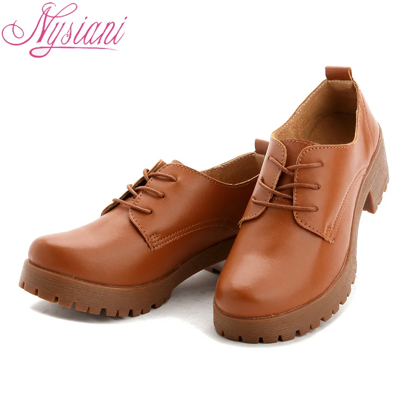 2017 г. повседневные женские туфли на высоком каблуке с круглым носком шнуровке