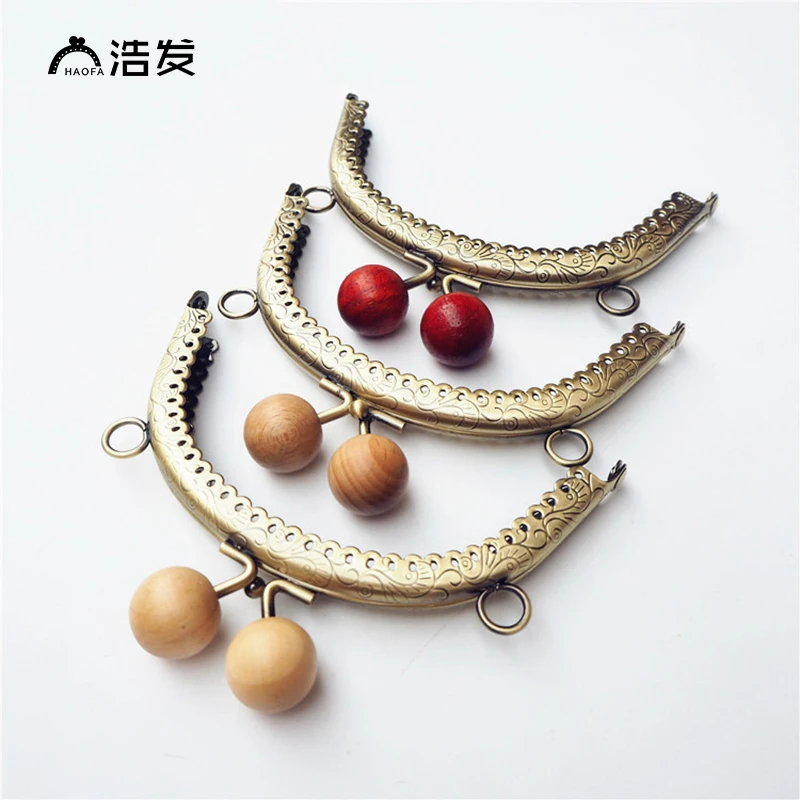 HAOFA10pcs/лот 12,5 см дуги металлическая рамка для кошелька, зажимные ручки для монет Кошельки сцепления сумок, аксессуары для сумок из деревянных бусин бронза сумки рамки
