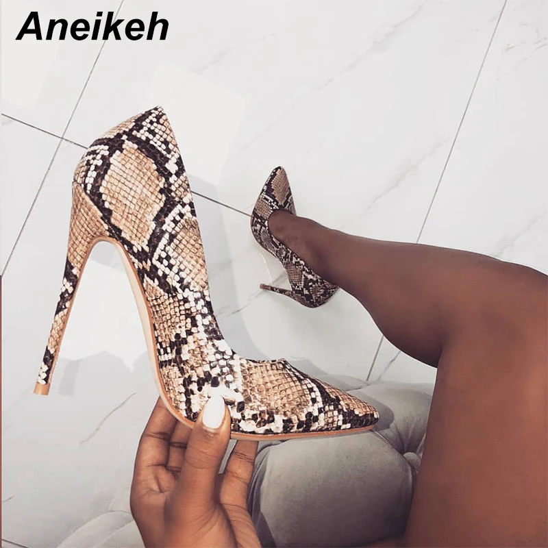 Aneikeh/ г. Новые пикантные женские классические туфли-лодочки леопардовой расцветки весенние женские модельные туфли с острым носком, на шпильке, без шнуровки Размеры 35-40