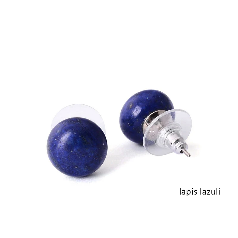 Lapis Lazuli SEDmart настоящий мяч серьги гвоздики женские серебряные цвета целебные Кристалл Розовый с натуральным кристаллом кварца серьги-гвоздики в виде бусинок для женщин - Окраска металла: Lapis Lazuli