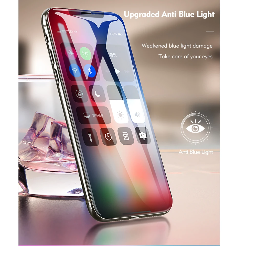 Anti Blue Ray Protege Ecran Protection De Verre For iPhone X 10 Nano Liquid Glass Screen Protector Pantalla Screenprotector | Мобильные