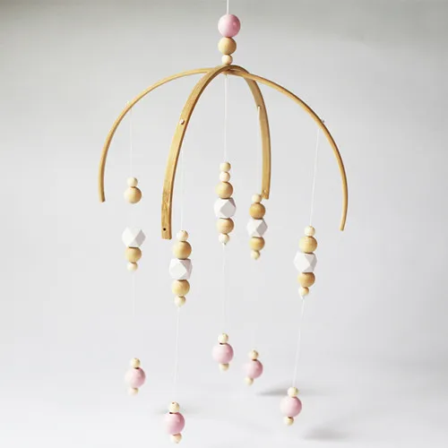 A Nordic Nursery Boho Wooden Peal Baby Girl Mobile Decor Hanging Art Mobile Baby Chandelier Photography Props Newborn Gift - Цвет: A