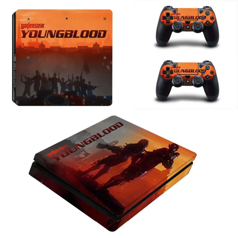 Наклейка Wolfenstein youngкровь PS4 Slim Skin наклейка для консоли PlayStation 4 и 2 контроллеров