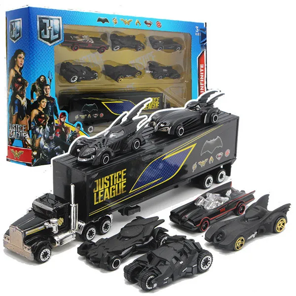 7pcs with box 1: 64 Мстители Железный человек, Халк, Локи, «Человек-паук»; Капитан Америка Batman Batmobile 7 шт. сплава автомобили набор модели грузовиков игрушки для детей - Цвет: 7pcs with box