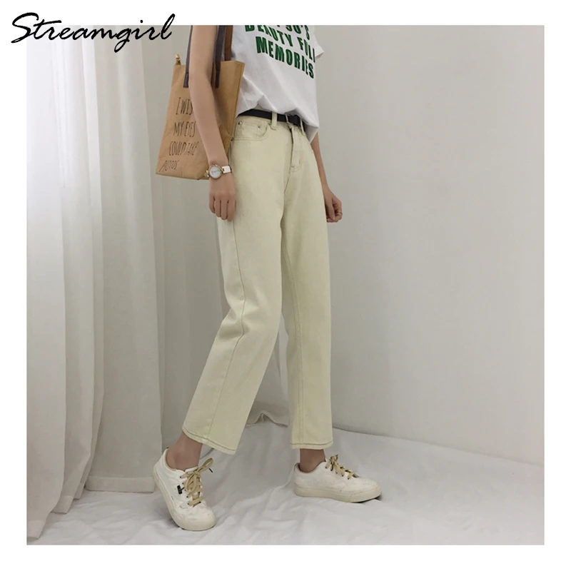 Эластичные белые джинсы с высокой талией женские джинсовые брюки Капри