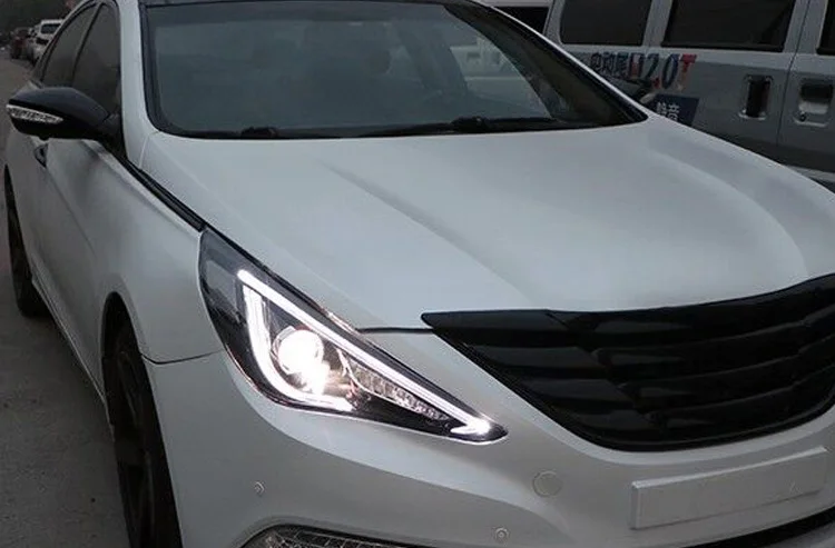 2 шт. jgrt автомобильный стиль светодиодный фары для hyundai Sonata для Sonata Головной фонарь светодиодный объектив двойной луч H7 HID Xenon Биксеноновые линзы