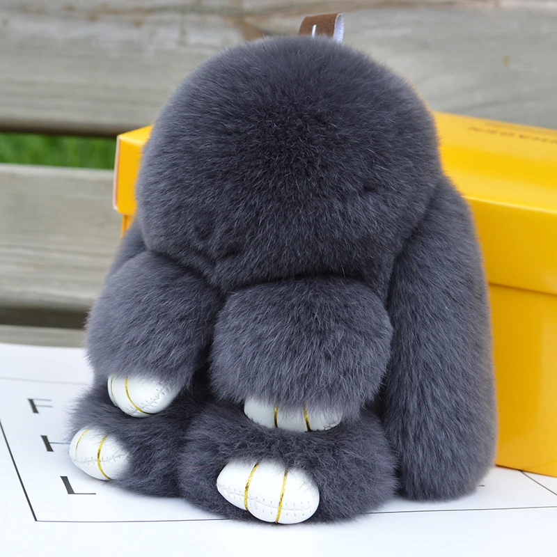 2018 New Rabbit Keychain Cute Fluffy Bunny Rex Fur Pompom Key Ring Pom Toy Doll Bag Charm Car Holder | Украшения и аксессуары