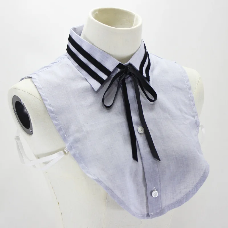 Хлопковая и льняная рубашка с воротником свитер черным бантом декоративный