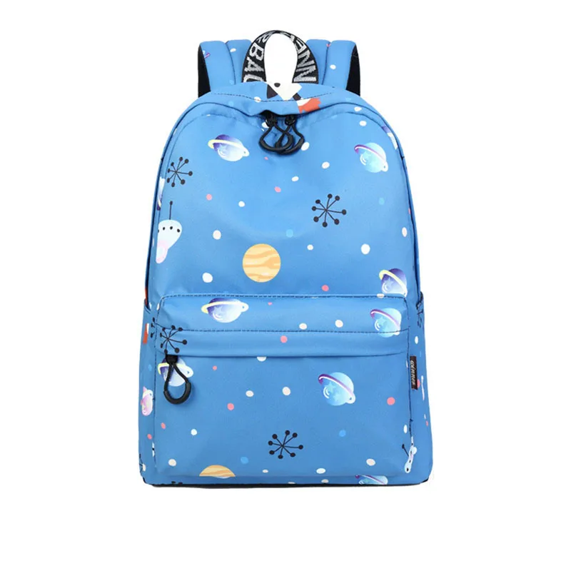 Coofit Синий Школьный рюкзак для девочек-подростков Mochila Fashion Planet Kawaii снежинки с принтом женские рюкзаки - Цвет: Sky Blue 1 pcs