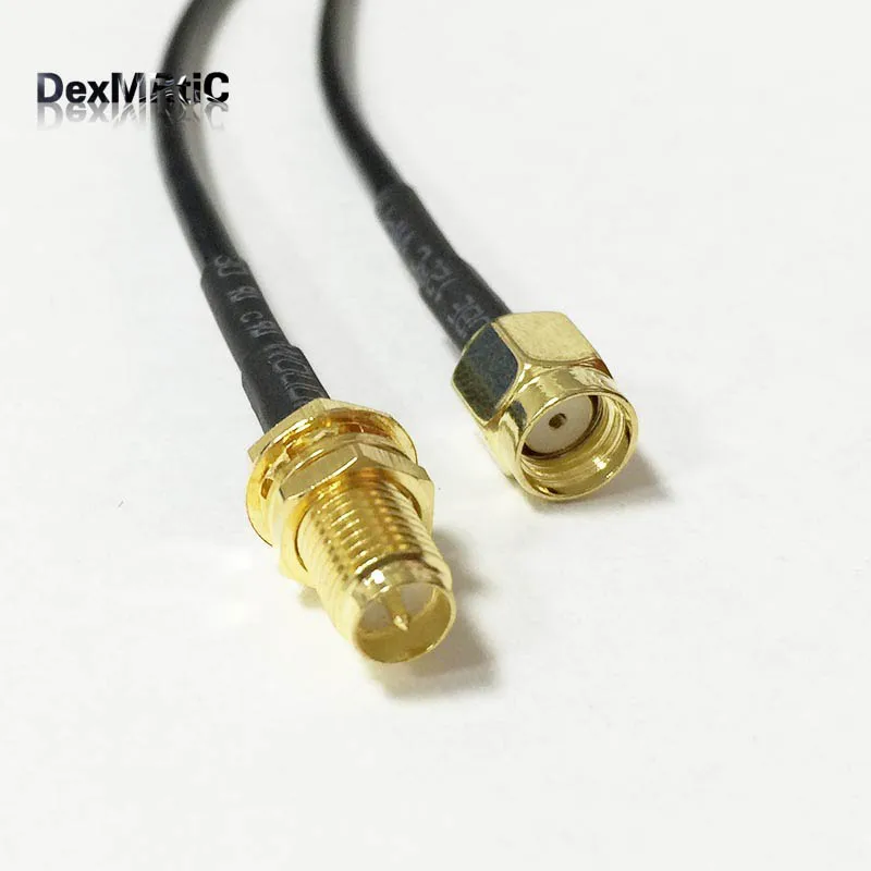 Wifi антенный Удлинитель RP SMA штекер для RP SMA гнездо Гайка переходник для пигтейлов/проводов RG174 20 см 8"