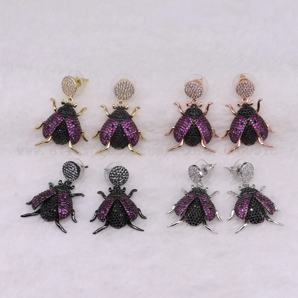 3 пары маленькие серьги божья коровка яркие насекомые летучая пчела высокое