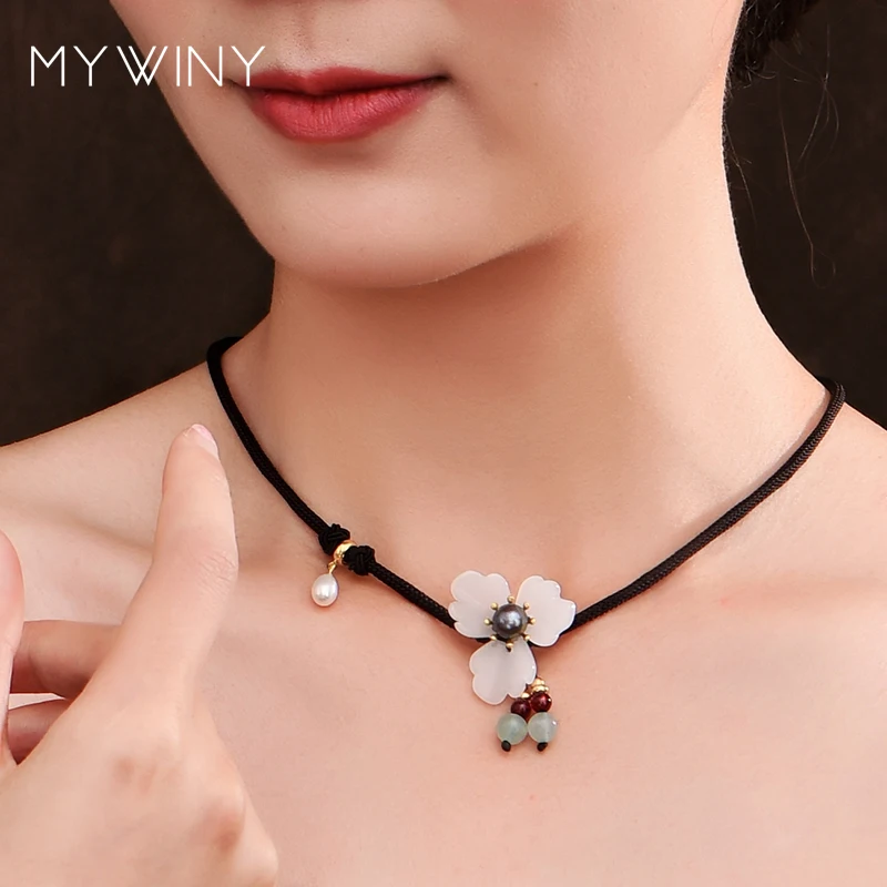 Длинное ожерелье с цветами MYWINY подвески новое этническое Экзотическое Ожерелье