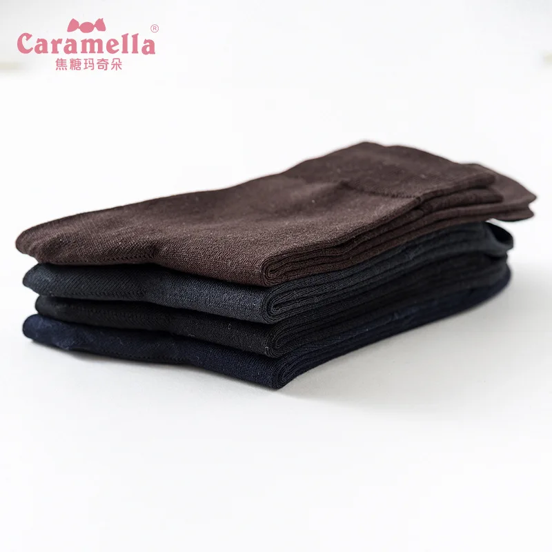 4 пар/лот Caramella мужские носки, плоские мерсеризованные носки, шелковые хлопковые носки до середины икры