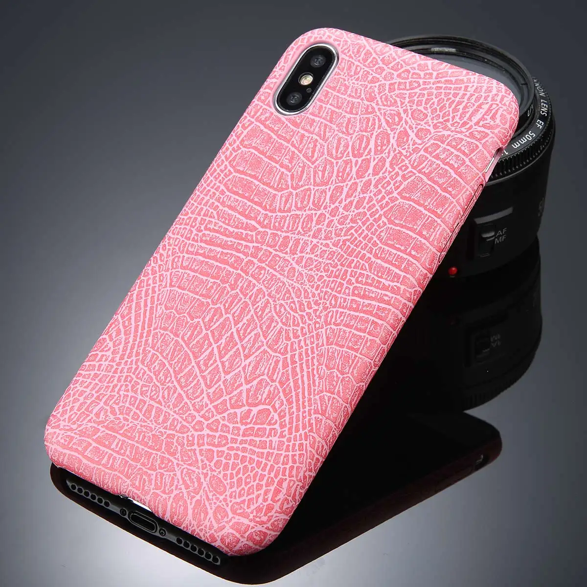 Розовый Ottwn PU крокодиловая текстура чехол для iPhone 6 7 8 Plus X XR XS Max ультра тонкие кожаные чехлы для iPhone 6 6S Plus мягкая задняя крышка - Цвет: Розовый