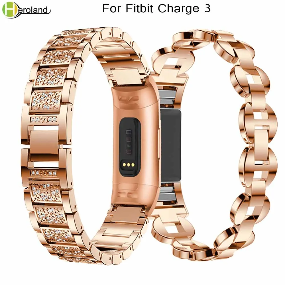 Crystal Rhinestone Watch strap Stainless steel Bracelet For Fitbit Charge 3 Wristbands Replacement Smart Watch Band wrist bands high quality butterfly buckle stainless steel watch bands for huawei 1 smart watch bands replacement metal bracelet watch band