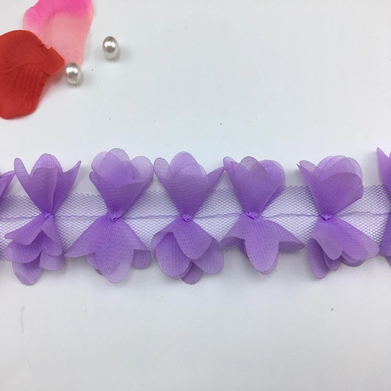 Многоцветный красивый шифон 3D кружевной отделкой ткани украшения DIY аксессуары