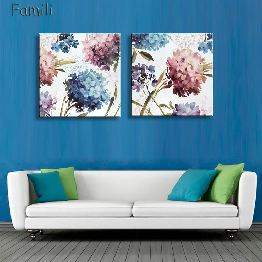 Retro Fashion 2pcs flower house ornaments children living room Decoration Canvas Painting on wall Hanging home decor unframed | Дом и сад