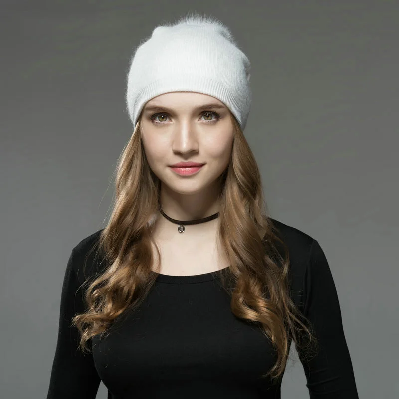 Кролик шапка с помпоном кашемировые шапочки Женские Pom Hat бархат трикотажный