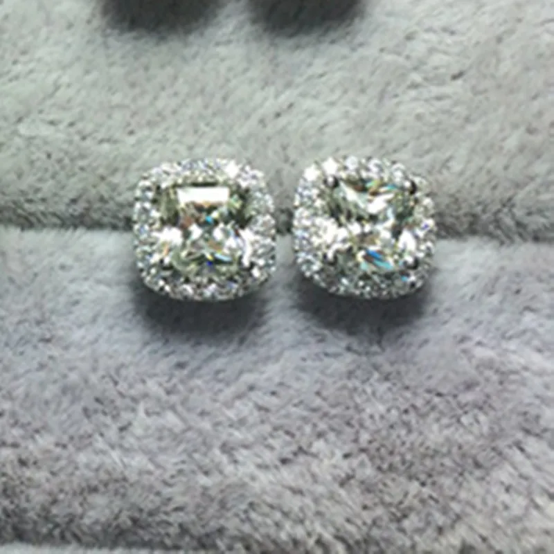 6*6 мм 1Ct/каждая подушка серьги из стерлингового серебра 925 пробы Серьги для женщин