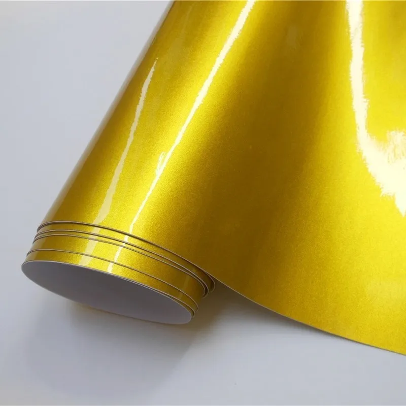 Gold Высоко глянцевые конфеты розовый Виниловая пленка для обертывания фольги стикер автомобиля Наклейка МОТОР компьютерная мебель Авто Графический автомобиль обертывание s - Название цвета: Gold
