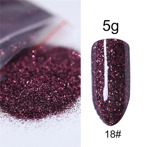 5g glitter 18 1 коробка лазерный Радужный Блеск для ногтей Порошковая голографическая зеркальная хромированный пигмент с Блестками Пыль маникюр ногтей Советы украшения DIY - Цвет: 5g glitter 18