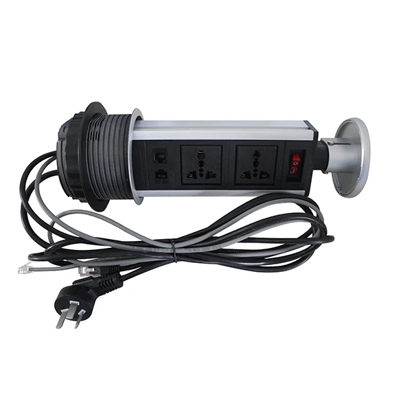 

2019 New 2*RJ45+ 2*Universal power with cables pop up desktop socket