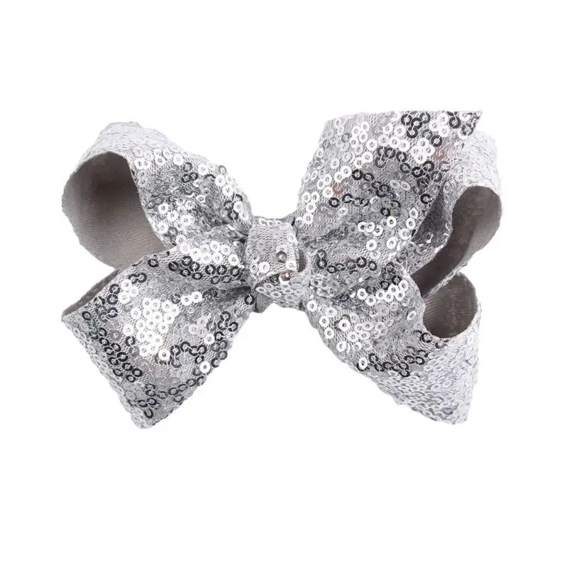 1 PC Big Gold Silver Black Hair Clip Colorful Sequin Bow With Pin Barrettes For Girls |