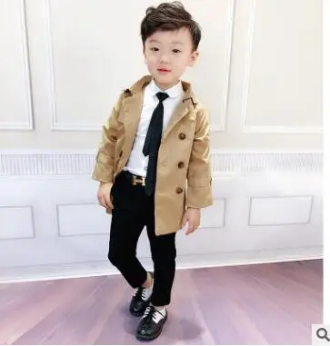 Весна Осень 2018 детское длинное пальто ветровка джентльменское платье куртка