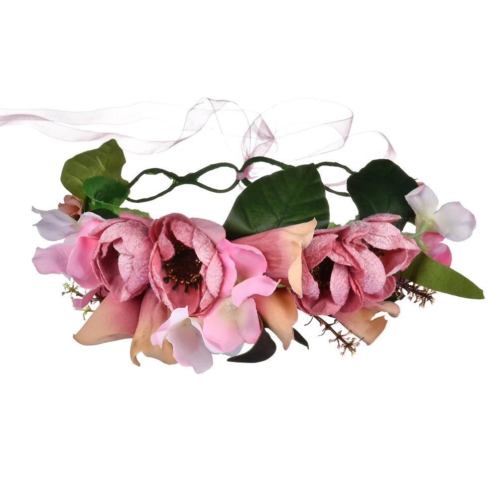 

Women Flower Wreath artificial flowers head wreath headband Crown Floral Bridal