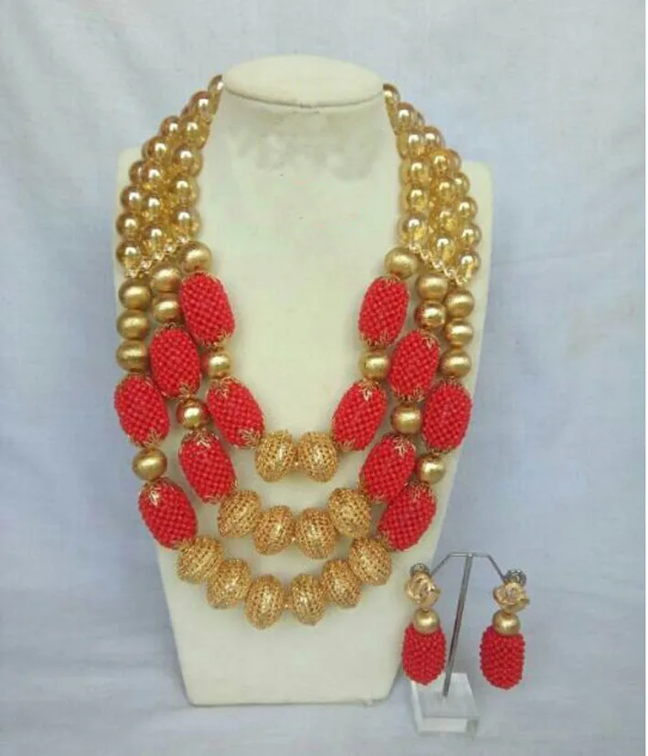 Charms White African Wedding Beads Jewelry Sets for Brides Dubai Gold Costume Women Statement Necklace Set Birthday Gift HX733 | Украшения
