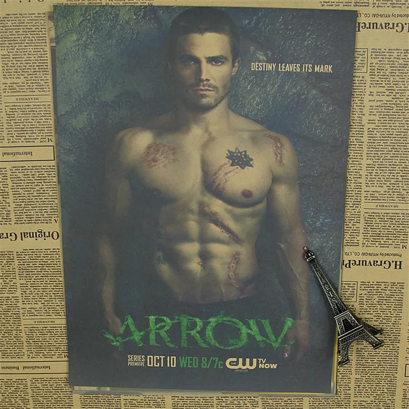 Настенная Наклейка Зеленая Стрелка винтажный постер Ретро Оливер Квин постеры