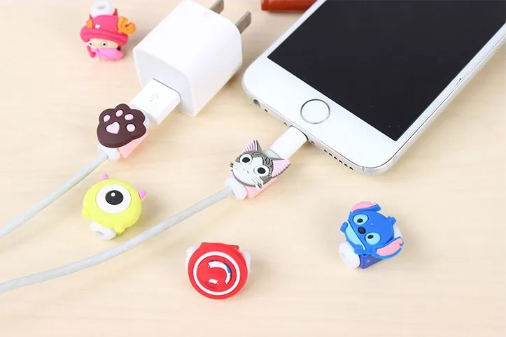 6 шт мультфильм USB кабель протектор заставка зарядное устройство линии передачи данных защитный чехол Крышка устройства для сматывания кабеля для iPhone 5S 6s 7s Ipad