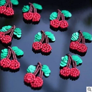 10 шт./лот тканевые наклейки ручной работы с бисером в виде вишни одежда обувь