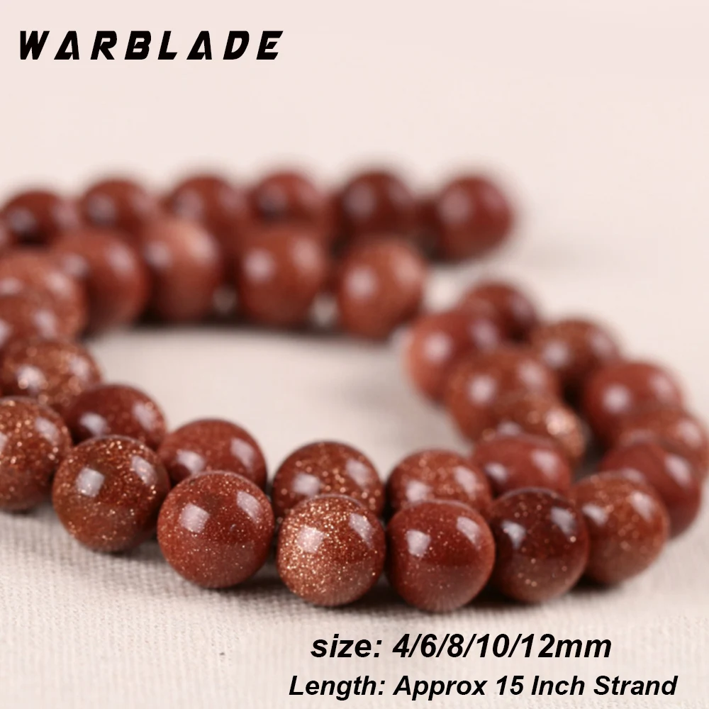 Бусины WarBLade из натурального песка золота круглые бусины свободного камня 4 мм 6 8 10
