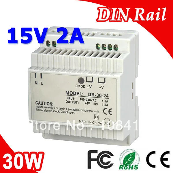 

DR-30-15 LED din-рейка импульсный источник питания 15V 2A 30W выход