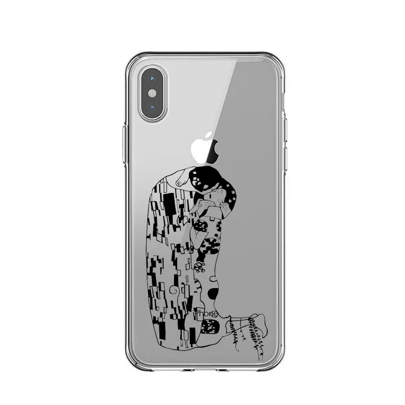 Дизайнерский Мягкий силиконовый чехол Kiss by Gustav Klimt для телефона iPhone 12 Pro SE 6s 7 8 Plus X