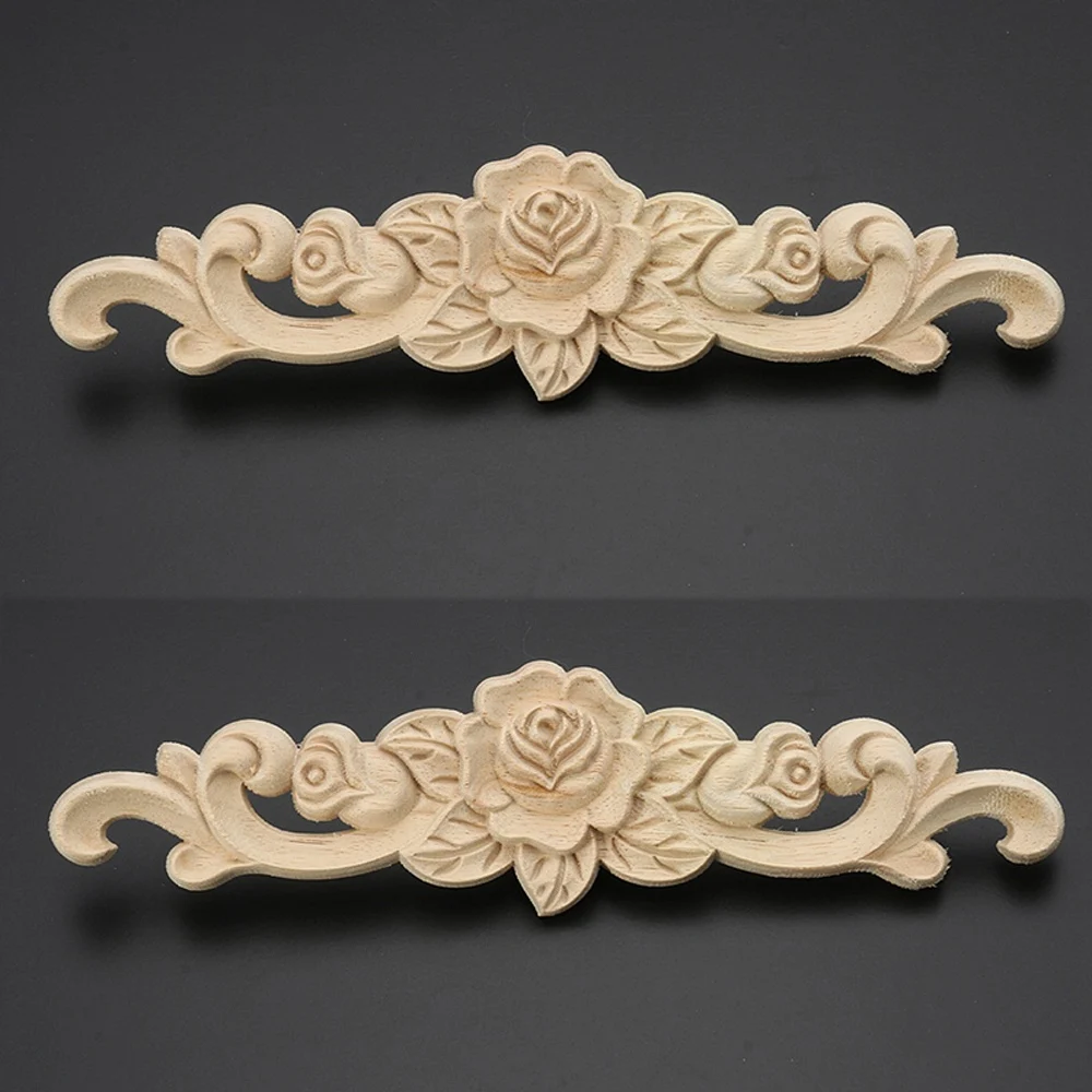 Vintage Unpainted Wood Carved Corner Onlay Applique Frame For Home Furniture Wall Cabinet Door Decor Craft | Дом и сад
