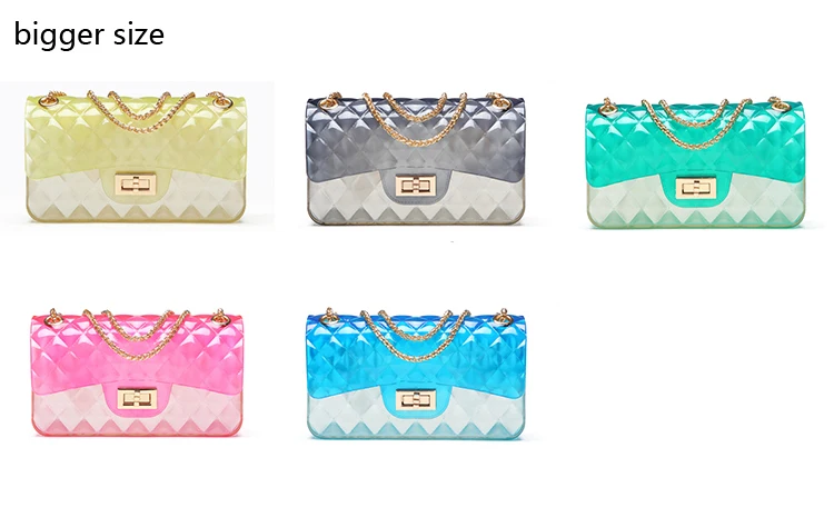 Clear Colorful Transparent jelly Bag Gradient Candy Color Crossbody Bags Designed Ladies Shoulder Chain Messenger Bag