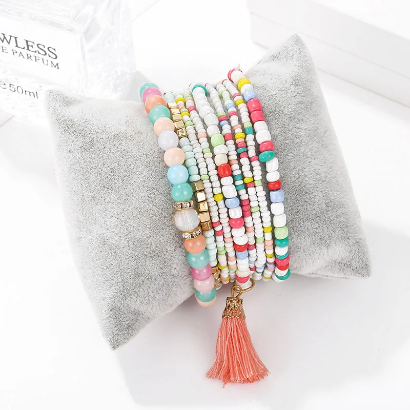 9 шт./компл. многоцветные хрустальные браслеты для женщин богемский Золотой