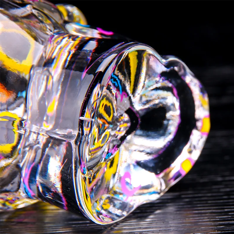 Стеклянная чашка Eleton с цветным черепом 70 мл прозрачная стеклянная для виски вина