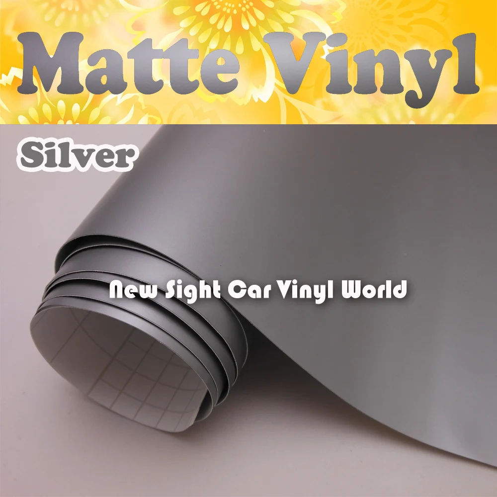 Серебряная матовая виниловая пленка пузырьковая без воздуха для автомобиля