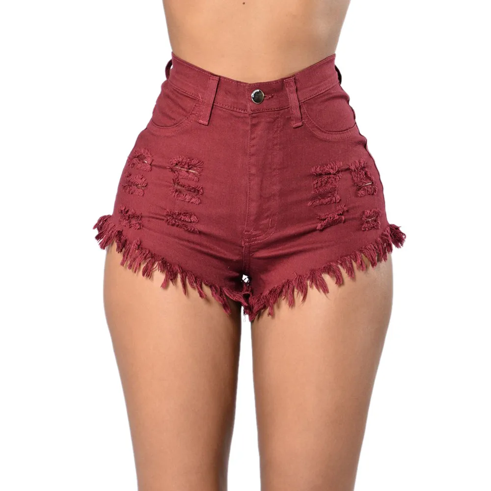 Модные женские летние рваные джинсовые брюки с высокой талией пляжные шорты