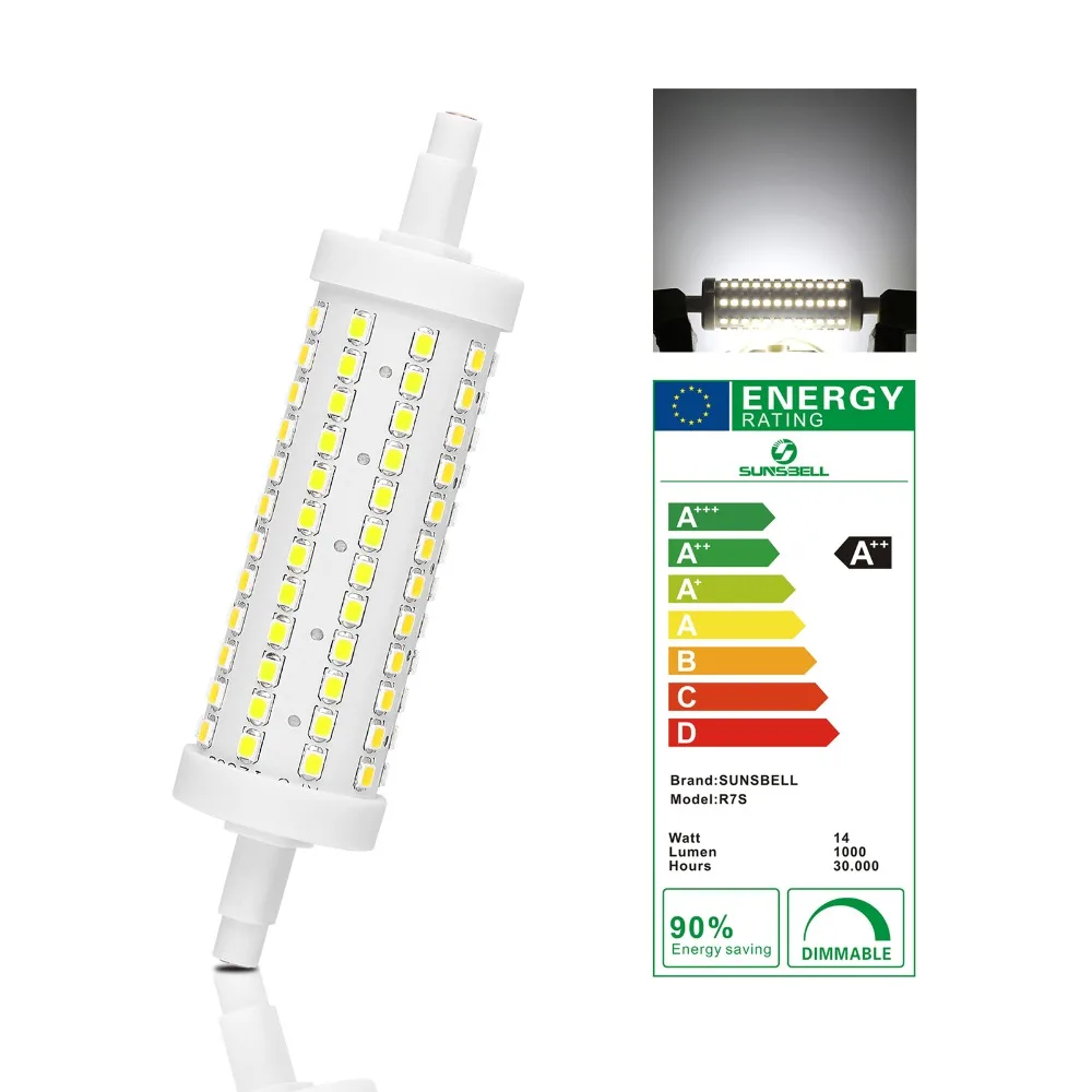 Фото 360 градусов луч 118 мм R7S 2835SMD 10 Вт 108LED горизонтальная вилка лампы затемнения лампа-прожектор в форме кукурузы лампа холодный белый AC 85-265 в №4