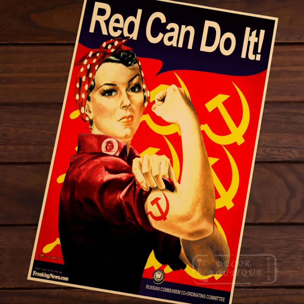 Красный мы можем сделать это Коммунистический коммунистический плечо девушек
