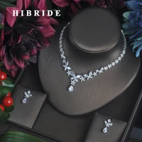 hibride fashion clear crystal cubic zirconia women full jewelry sets earring necklace set dress accessories party show n 338
