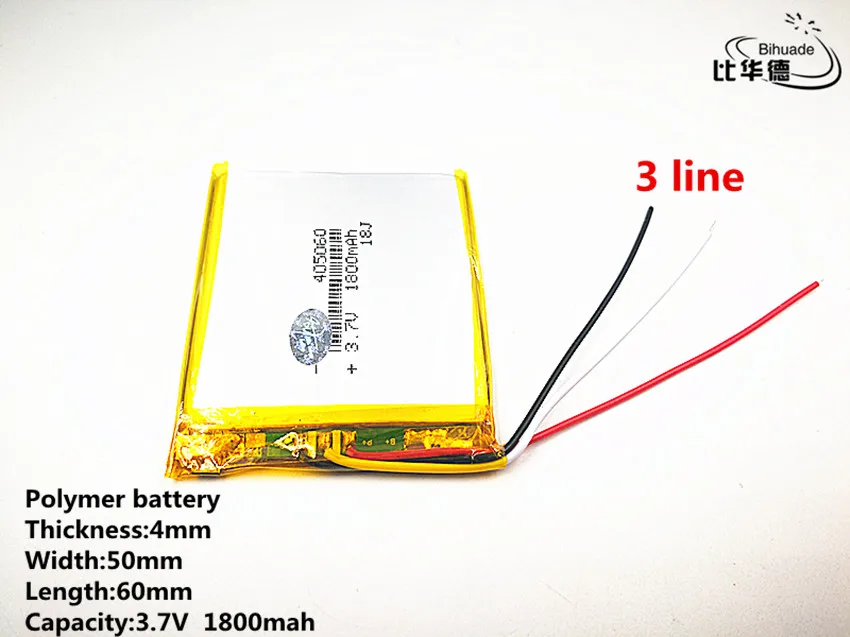 

10pcs/lot 3 line Good Qulity 3.7V,1800mAH,405060 Polymer lithium ion / Li-ion battery for TOY,POWER BANK,GPS,mp3,mp4